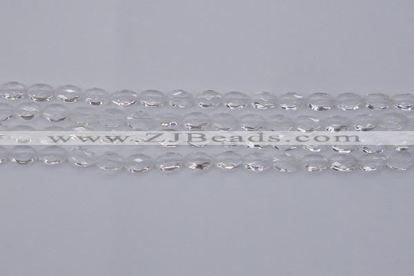 CCC512 15.5 inches 8*12mm faceted oval natural white crystal beads