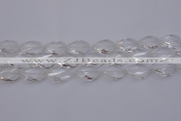 CCC521 15.5 inches 18*25mm twisted & faceted oval white crystal beads