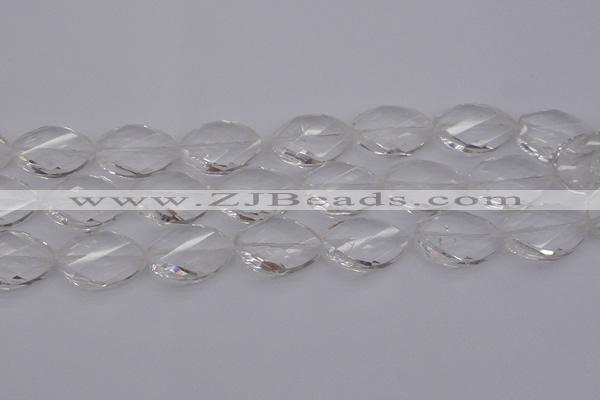 CCC527 15.5 inches 20*30mm twisted & faceted teardrop white crystal beads