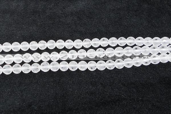 CCC607 15.5 inches 8mm faceted round matte natural white crystal beads