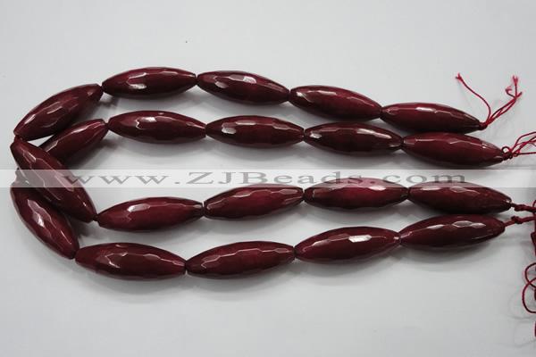 CCN1469 15.5 inches 14*40mm faceted rice candy jade beads wholesale