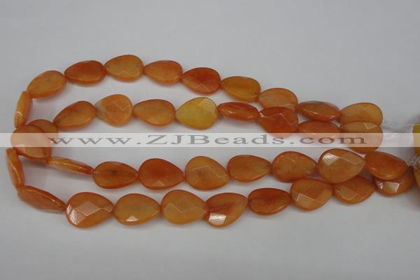 CCN2193 15.5 inches 15*20mm faceted flat teardrop candy jade beads