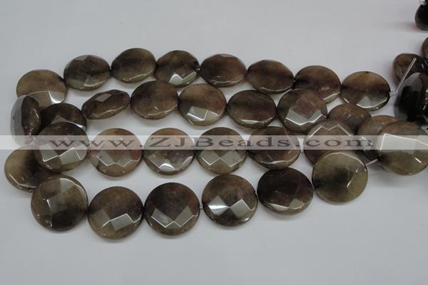 CCN261 15.5 inches 25mm faceted coin candy jade beads wholesale