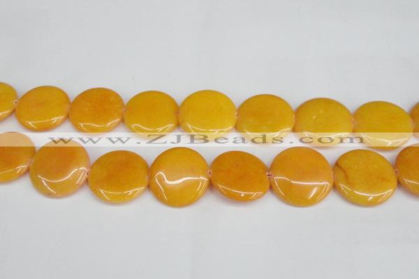 CCN3840 15.5 inches 30mm flat round candy jade beads wholesale