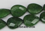 CCN389 15.5 inches 15*20mm faceted flat teardrop candy jade beads