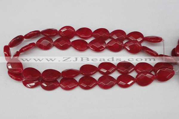 CCN391 15.5 inches 15*20mm faceted flat teardrop candy jade beads