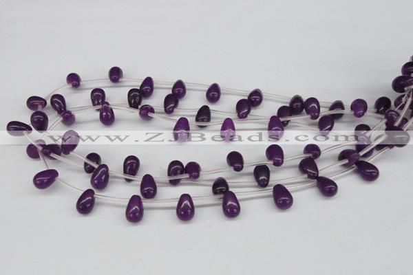 CCN454 15.5 inches Top-drilled 8*12mm teardrop candy jade beads