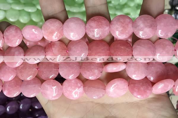 CCN5878 15 inches 15mm flat round candy jade beads Wholesale