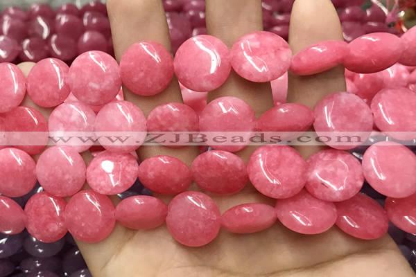 CCN5881 15 inches 15mm flat round candy jade beads Wholesale