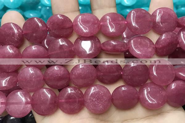 CCN5884 15 inches 15mm flat round candy jade beads Wholesale