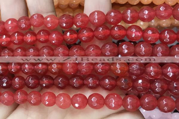 CCN6307 15.5 inches 8mm faceted round candy jade beads Wholesale