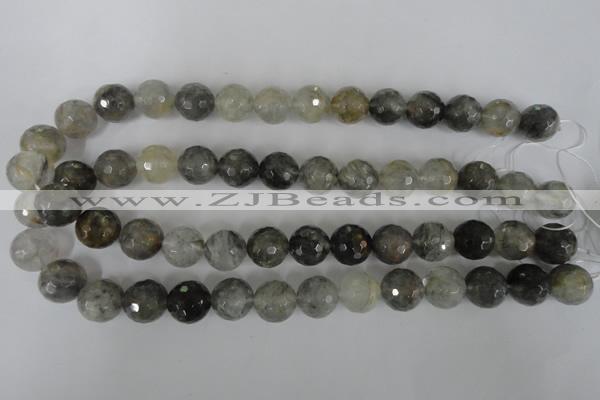 CCQ315 15.5 inches 14mm faceted round cloudy quartz beads wholesale