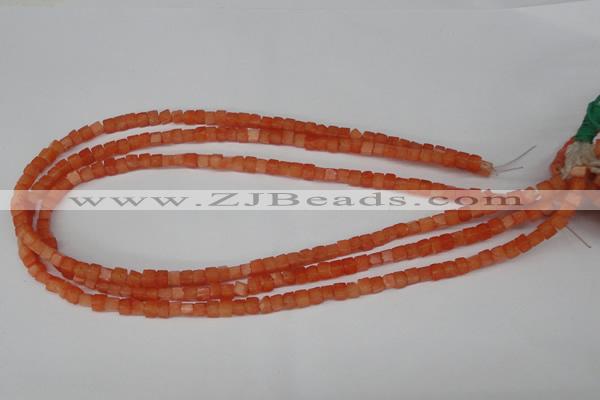 CCU15 15.5 inches 4*4mm cube dyed white jade beads wholesale