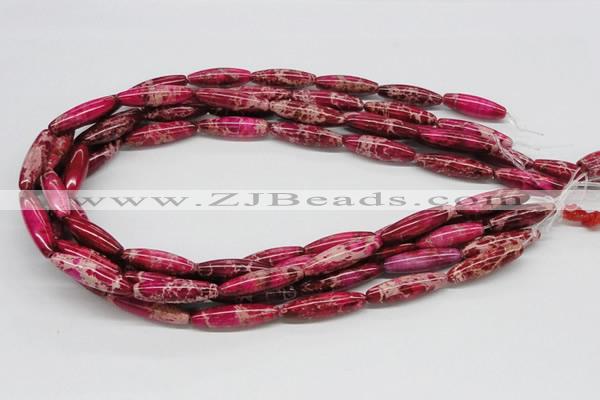 CDE10 15.5 inches 8*30mm rice dyed sea sediment jasper beads