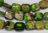 CDE120 15.5 inches 10*10mm square dyed sea sediment jasper beads