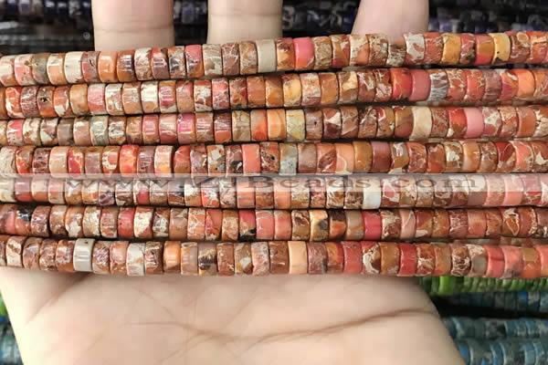 CDE1230 15.5 inches 3*6mm heishi sea sediment jasper beads