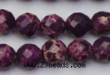 CDE2144 15.5 inches 14mm faceted round dyed sea sediment jasper beads