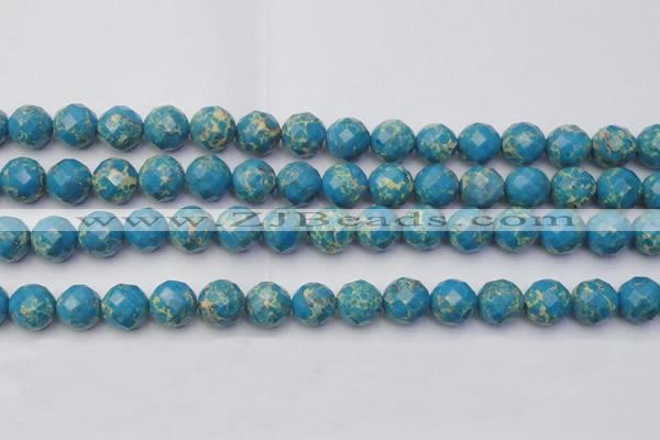 CDE2165 15.5 inches 16mm faceted round dyed sea sediment jasper beads