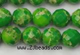 CDE2192 15.5 inches 10mm faceted round dyed sea sediment jasper beads