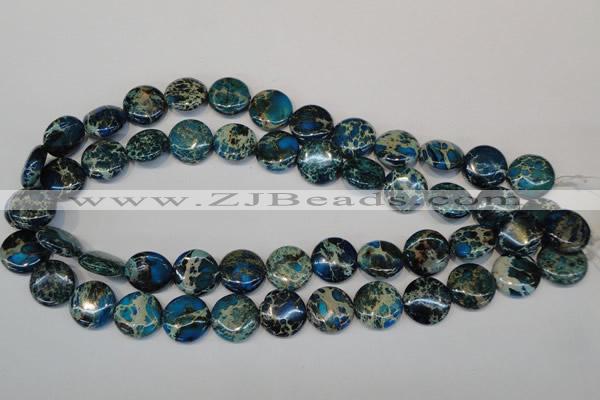 CDE232 15.5 inches 16mm flat round dyed sea sediment jasper beads