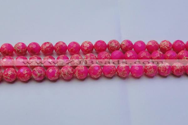 CDE2507 15.5 inches 14mm faceted round dyed sea sediment jasper beads