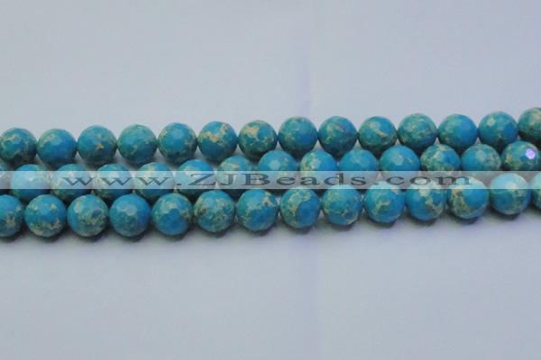 CDE2549 15.5 inches 14mm faceted round dyed sea sediment jasper beads