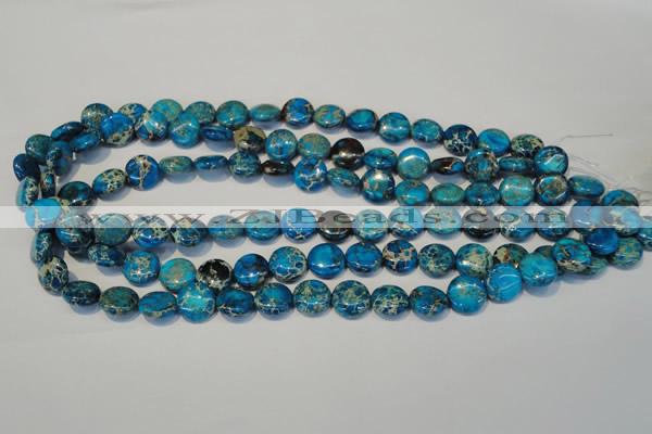 CDE305 15.5 inches 12mm flat round dyed sea sediment jasper beads