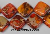 CDE545 15.5 inches 14*14mm diamond dyed sea sediment jasper beads