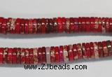 CDE601 15.5 inches 2*8mm heishi dyed sea sediment jasper beads