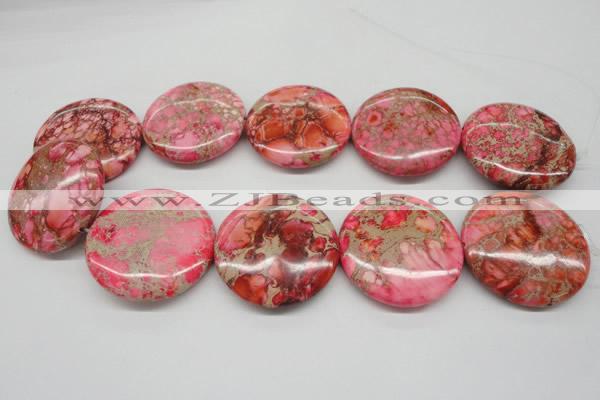 CDE661 15.5 inches 40mm flat round dyed sea sediment jasper beads