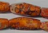 CDE745 15.5 inches 13*42mm faceted rice dyed sea sediment jasper beads