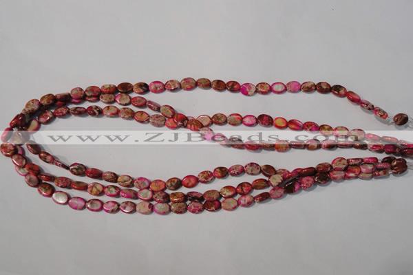 CDE781 15.5 inches 6*8mm oval dyed sea sediment jasper beads