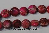 CDE785 15.5 inches 10mm flat round dyed sea sediment jasper beads