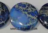 CDE909 15.5 inches 35mm flat round dyed sea sediment jasper beads