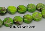 CDE91 15.5 inches 12mm flat round dyed sea sediment jasper beads