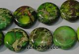 CDE937 15.5 inches 16mm flat round dyed sea sediment jasper beads