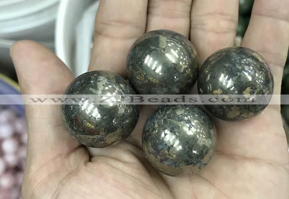 CDN09 25mm round pyrite gemstone decorations wholesale