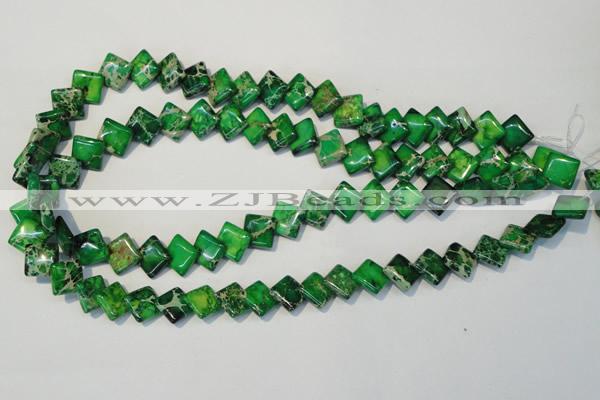 CDT204 15.5 inches 10*10mm diamond dyed aqua terra jasper beads