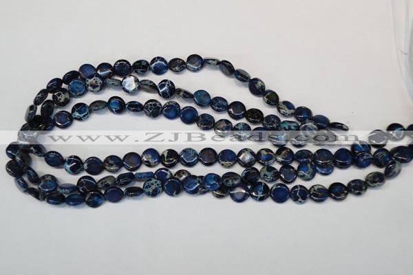 CDT230 15.5 inches 10mm flat round dyed aqua terra jasper beads