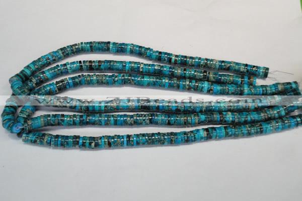 CDT276 15.5 inches 2*8mm heishi dyed aqua terra jasper beads