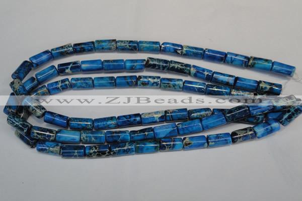 CDT282 15.5 inches 8*17mm tube dyed aqua terra jasper beads