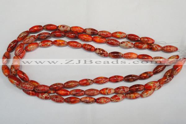 CDT512 15.5 inches 8*16mm rice dyed aqua terra jasper beads