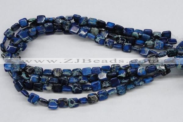 CDT54 15.5 inches 10*10mm square dyed aqua terra jasper beads