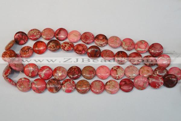 CDT655 15.5 inches 16mm flat round dyed aqua terra jasper beads