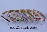 CEB33 6pcs 10mm width gold plated alloy with enamel bangles