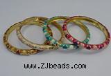 CEB86 7mm width gold plated alloy with enamel bangles wholesale