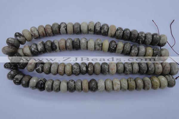 CFA213 15.5 inches 8*16mm faceted rondelle chrysanthemum agate beads