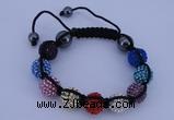 CFB567 12mm round rhinestone with hematite beads adjustable bracelet