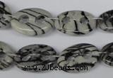 CFG293 15.5 inches 15*20mm carved oval black water jasper beads