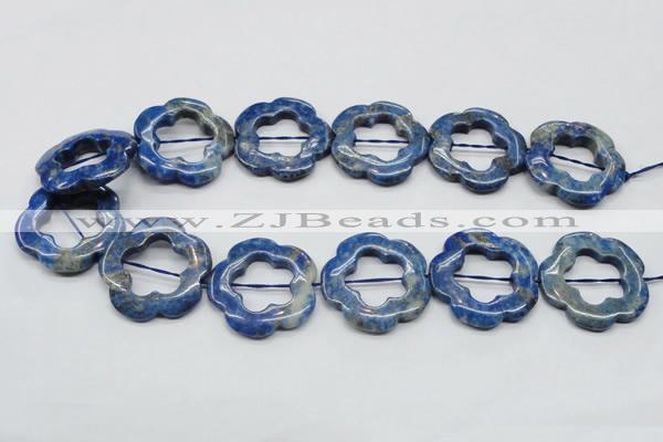 CFG41 15.5 inches 35mm carved flower lapis lazuli gemstone beads